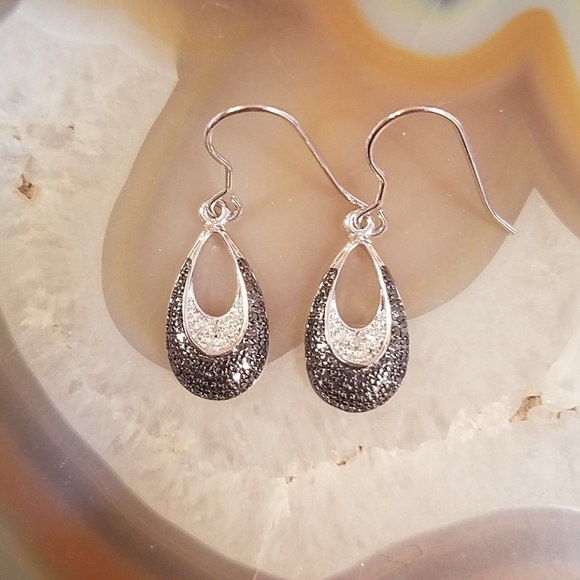 Luxury Line Jewelry - Final Black & white rhodium plated earrings NWOT